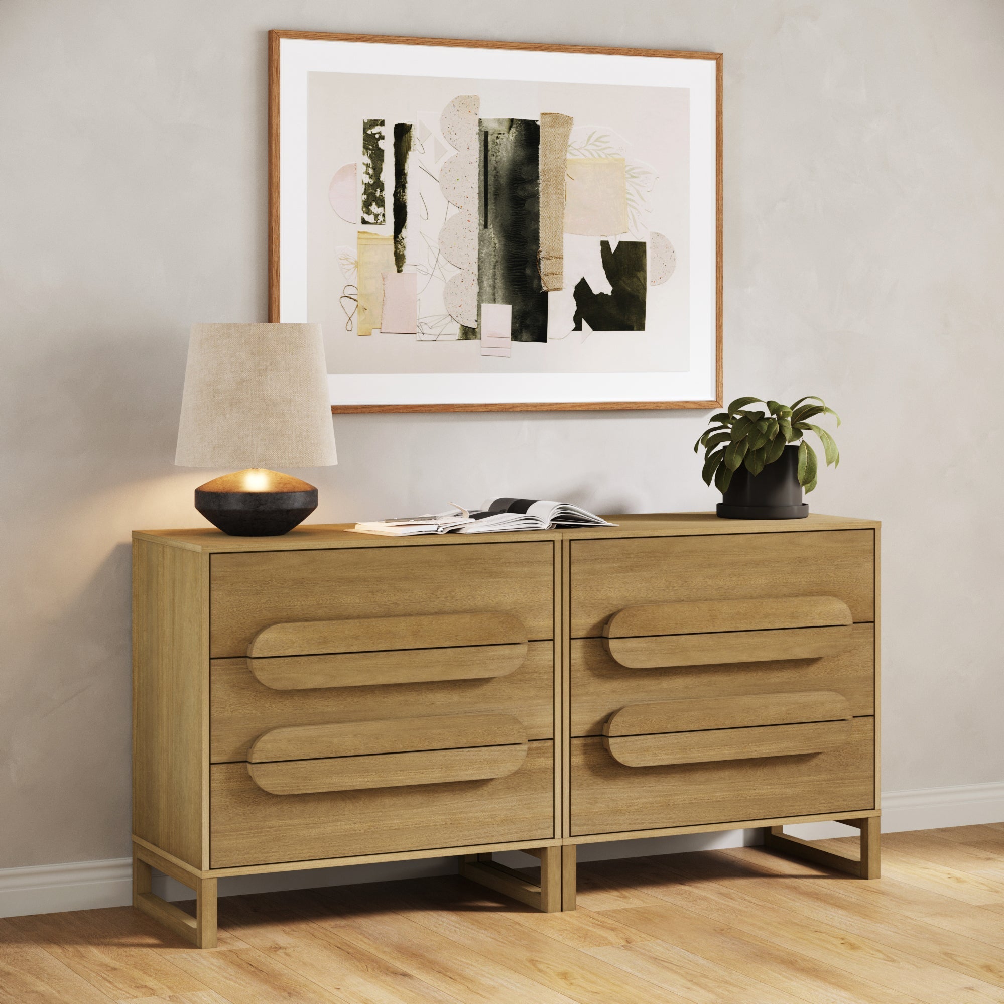 Wood Dresser with Integrated Handles and Anti Tip Design