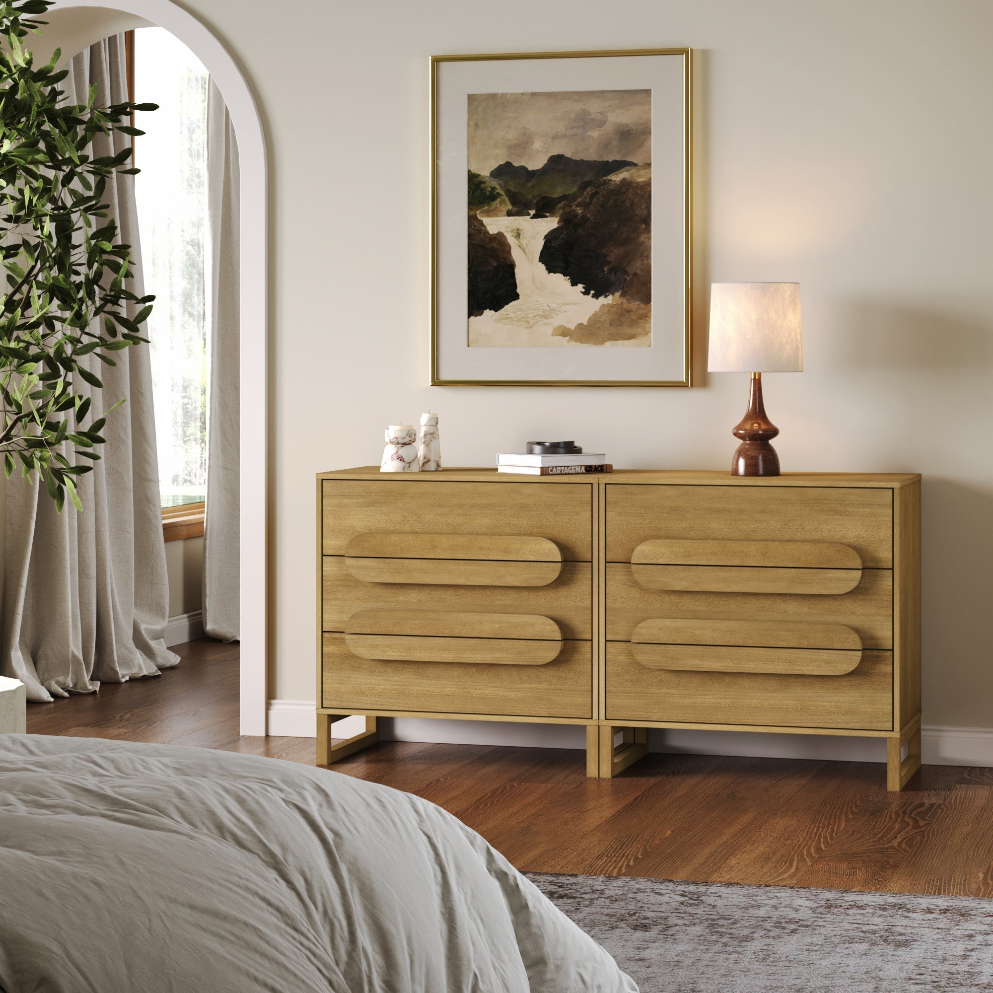 Wood Dresser with Integrated Handles and Anti Tip Design