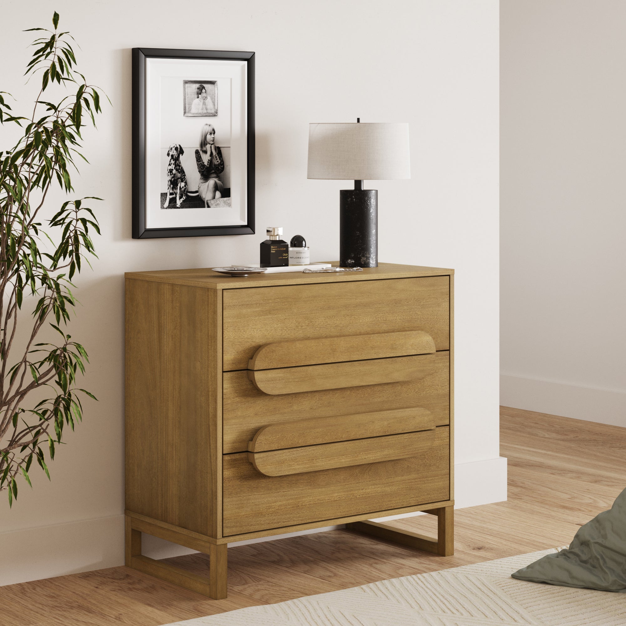 Wood Dresser with Integrated Handles and Anti Tip