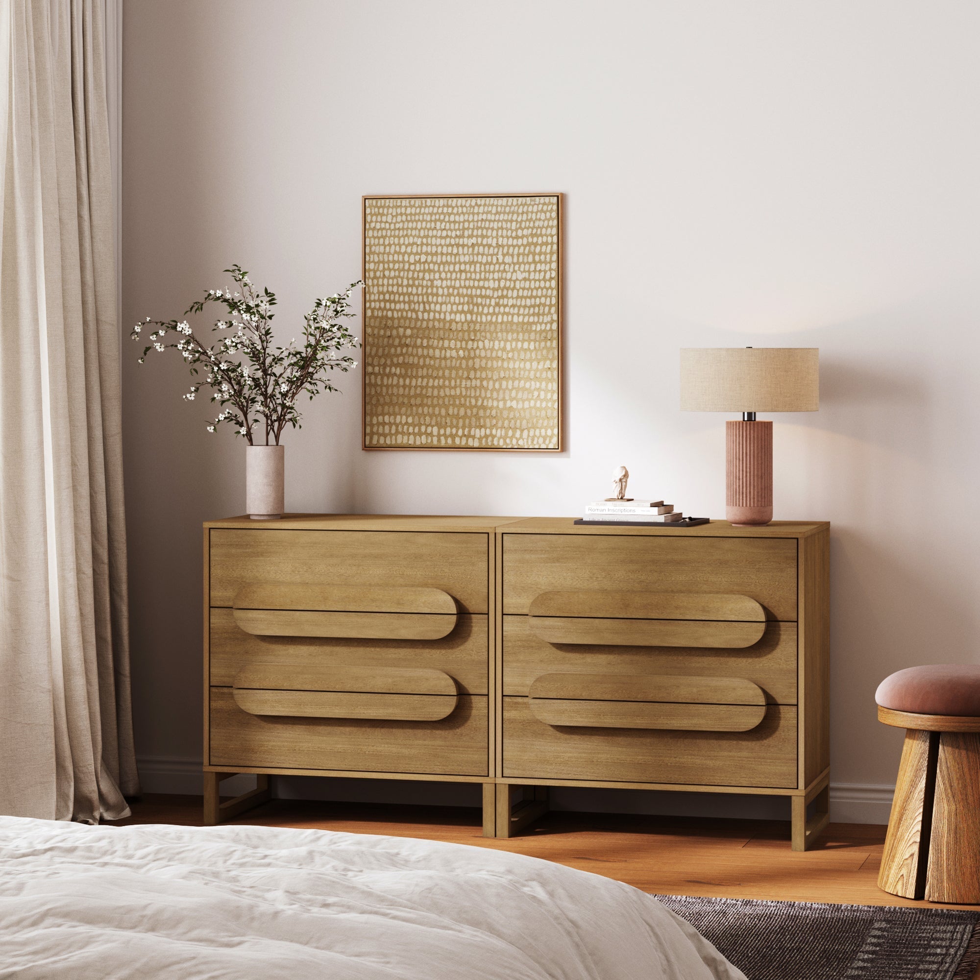 Wood Dresser with Integrated Handles and Anti Tip