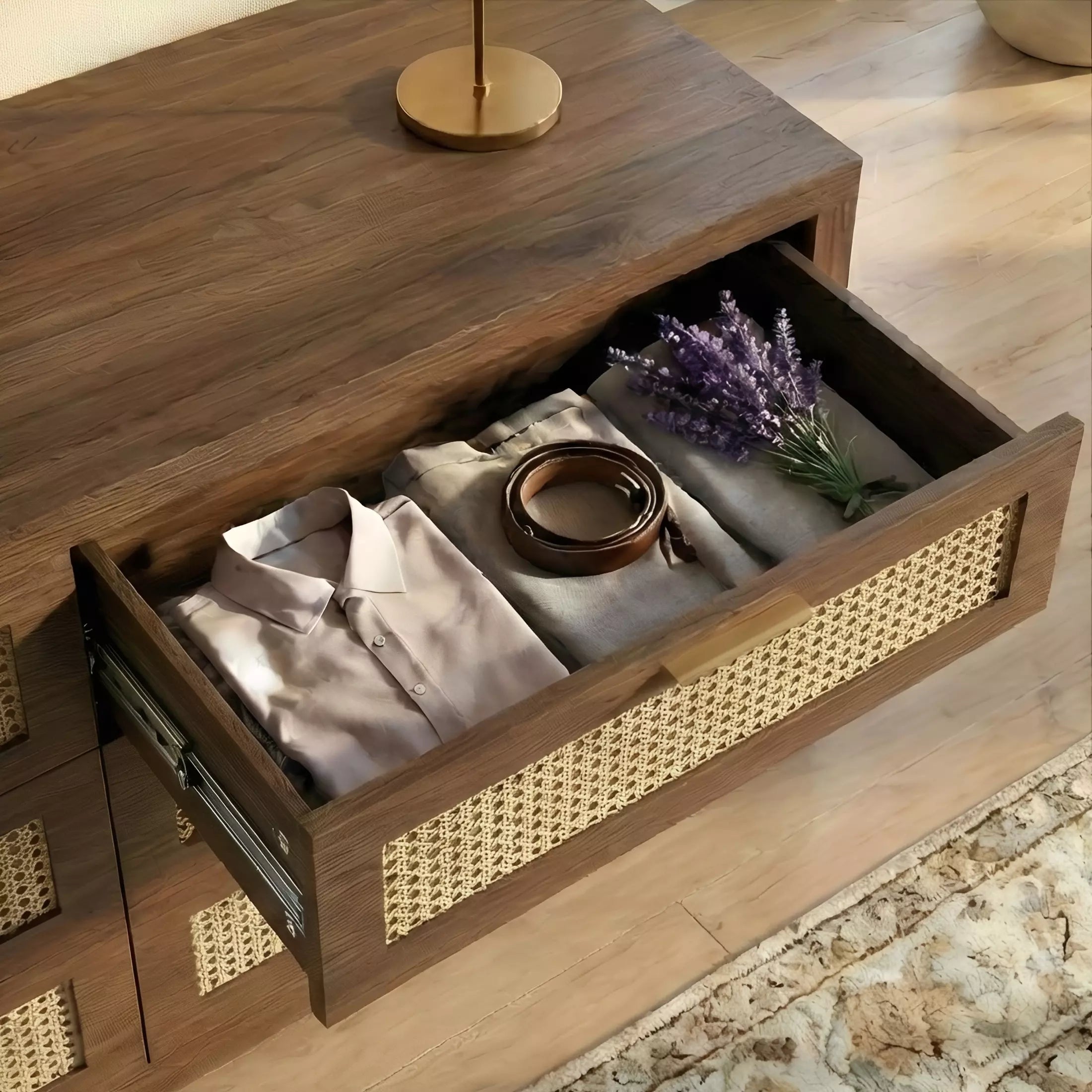 Rattan Dresser with Six Drawers and Modular Placement